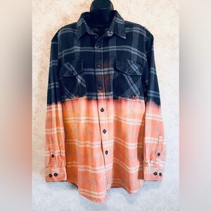 Anchorage Expedition Brand Heavy Distressed Flannel Blue Peach Men's Size XL